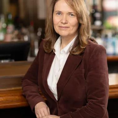 Fiona Dickie sat at the bar