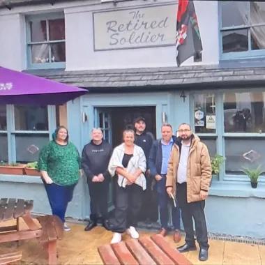 People outside pub