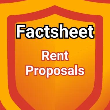 Shield logo with the words 'factsheet' and 'Rent Proposals'