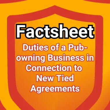 Shield logo with the words 'Duties of a Pub-owning Business in Connection to  New Tied Agreements'